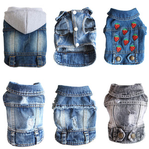 Denim Dog Clothes Cowboy Pet Dog Coat Puppy Clothing For Small Dogs Jeans Jacket Dog Vest Coat Puppy Outfits Cat Clothes