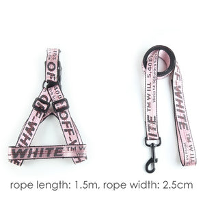 Dog Collar Harness Leash Set 1.5cm Durable Nylon Rope Leads French Bulldog Puppy Walking Dogs Pet Supplies