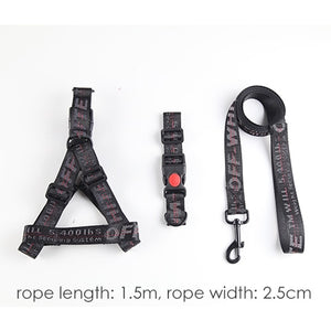 Dog Collar Harness Leash Set 1.5cm Durable Nylon Rope Leads French Bulldog Puppy Walking Dogs Pet Supplies