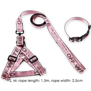 Dog Collar Harness Leash Set 1.5cm Durable Nylon Rope Leads French Bulldog Puppy Walking Dogs Pet Supplies