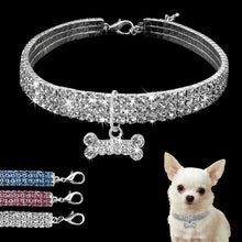 تحميل الصورة في عارض المعرض ، Dog Collar Crystal Puppy Chihuahua Pet Dog Collars Leash For Small Medium Dogs Mascotas Accessories S M L Pink
