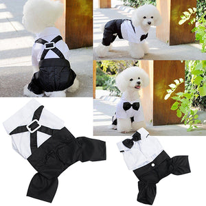 Dog Cat Clothes Prince Tuxedo Bow Tie Suit Puppy Costume Jumpsuit Coat S-XXL 456fwr32 Dog Clothes Suit for dogs