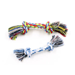 Puppy Double Cotton Chew knot toys pet supplies Clean teeth Durable Braided Bone Rope Random Color Pet molar toy