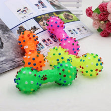 تحميل الصورة في عارض المعرض ، Dog Cat Puppy Sound Polka Dot Squeaky Toy Rubber Dumbbell Chewing Funny Toy
