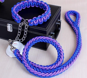 Dog Leashes Metal P Chain Buckle National Color Pet Traction Rope Collar Set For Big Dogs 1.2m Length