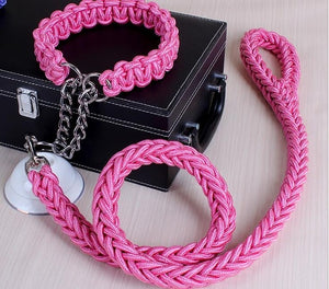 Dog Leashes Metal P Chain Buckle National Color Pet Traction Rope Collar Set For Big Dogs 1.2m Length