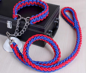 Dog Leashes Metal P Chain Buckle National Color Pet Traction Rope Collar Set For Big Dogs 1.2m Length