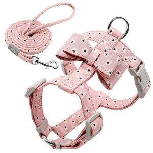 Dog Harness Leash Set Pet Puppy Bowknot Harness Vest Walking Leash For Small Medium Dogs Chihuahua Arnes Perro