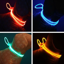 تحميل الصورة في عارض المعرض ، pièces multicolore LED collier pour animal de compagnie réglable nuit sécurité collier pour animal de compagnie lumière lumineuse Up animal de compagnie chien collier lumineux laisse
