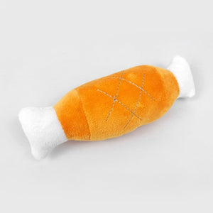 Dog Chew Toy Fruit Vegetable Chicken Drum Bone Squeak Toy for Cat Pets Plush Red Pepper Eggplant Radish