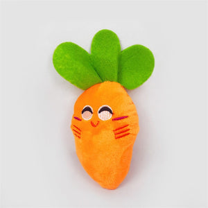 Dog Chew Toy Fruit Vegetable Chicken Drum Bone Squeak Toy for Cat Pets Plush Red Pepper Eggplant Radish